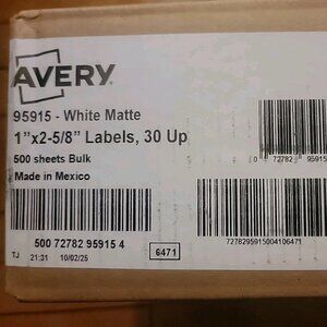 15,000 (500 sheets of 30) Avery 95915 1in. x 2.63 in. Easy Peel LASER Labels New